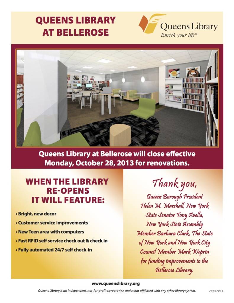 bellerose library renovation_notification