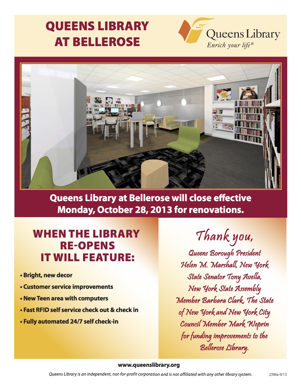 Bellerose Library Renovation Notification Bellerose Commonwealth